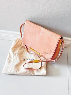 AS IS (needs conditioning) - J. CREW Pastel Pink Leather Fold Over Shoulder Bag
